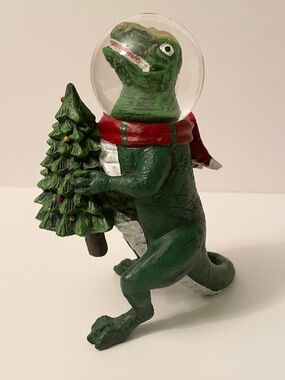 Dalton 8" T-Rex Dinosaur Christmas Snow Globe Figurine Flaw